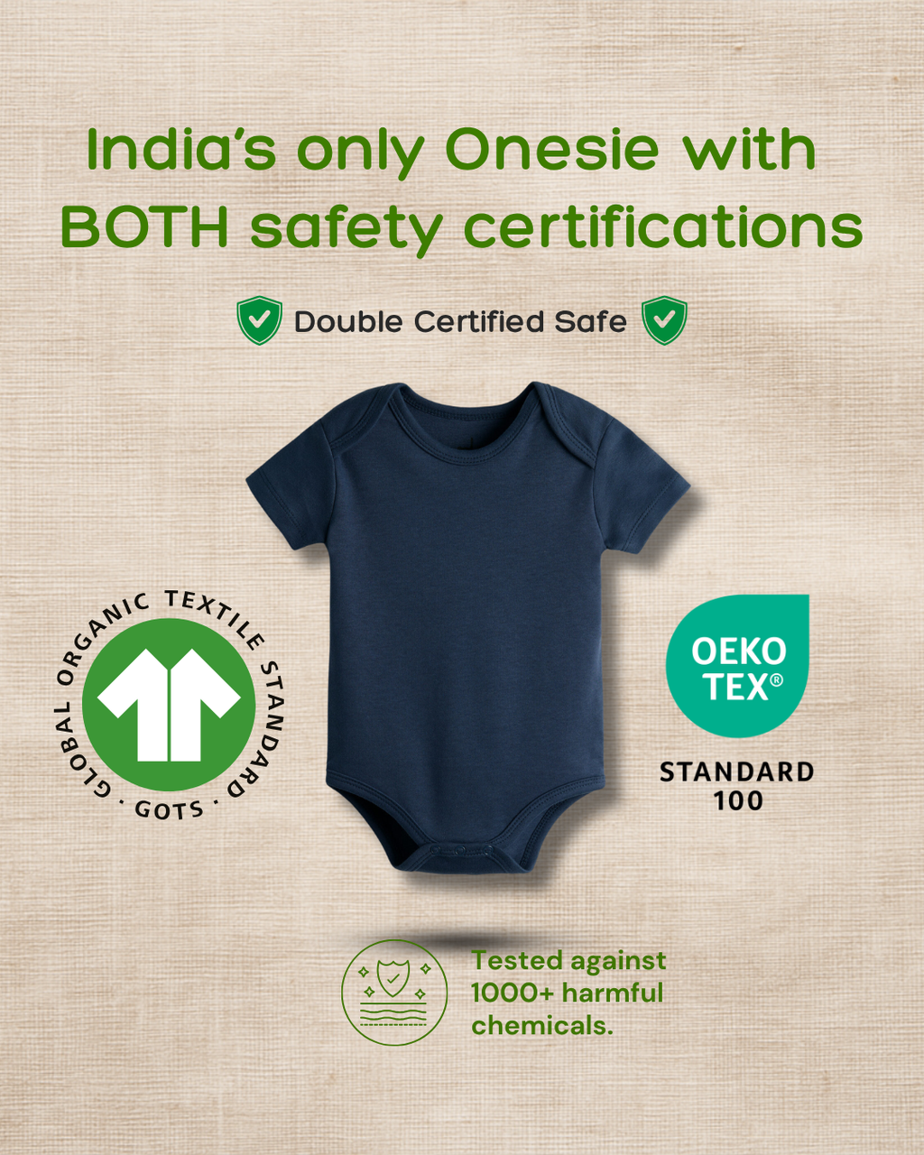 Organic Cotton Onesies for Newborns (Set of 2) | GOTS & OEKO TEX Certified | 0-9 M