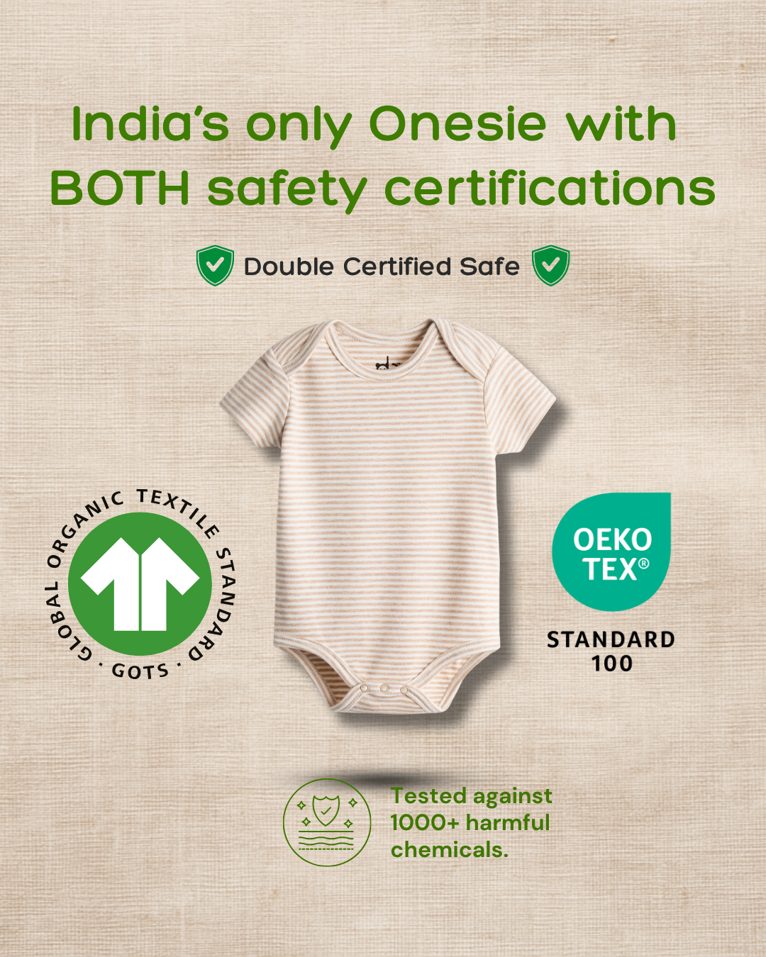 Classic Beige Stripe Organic Onesie