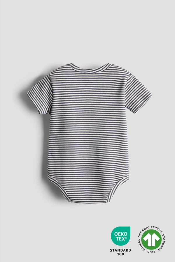 Classic Snuggle Stripe Onesie – Navy & White