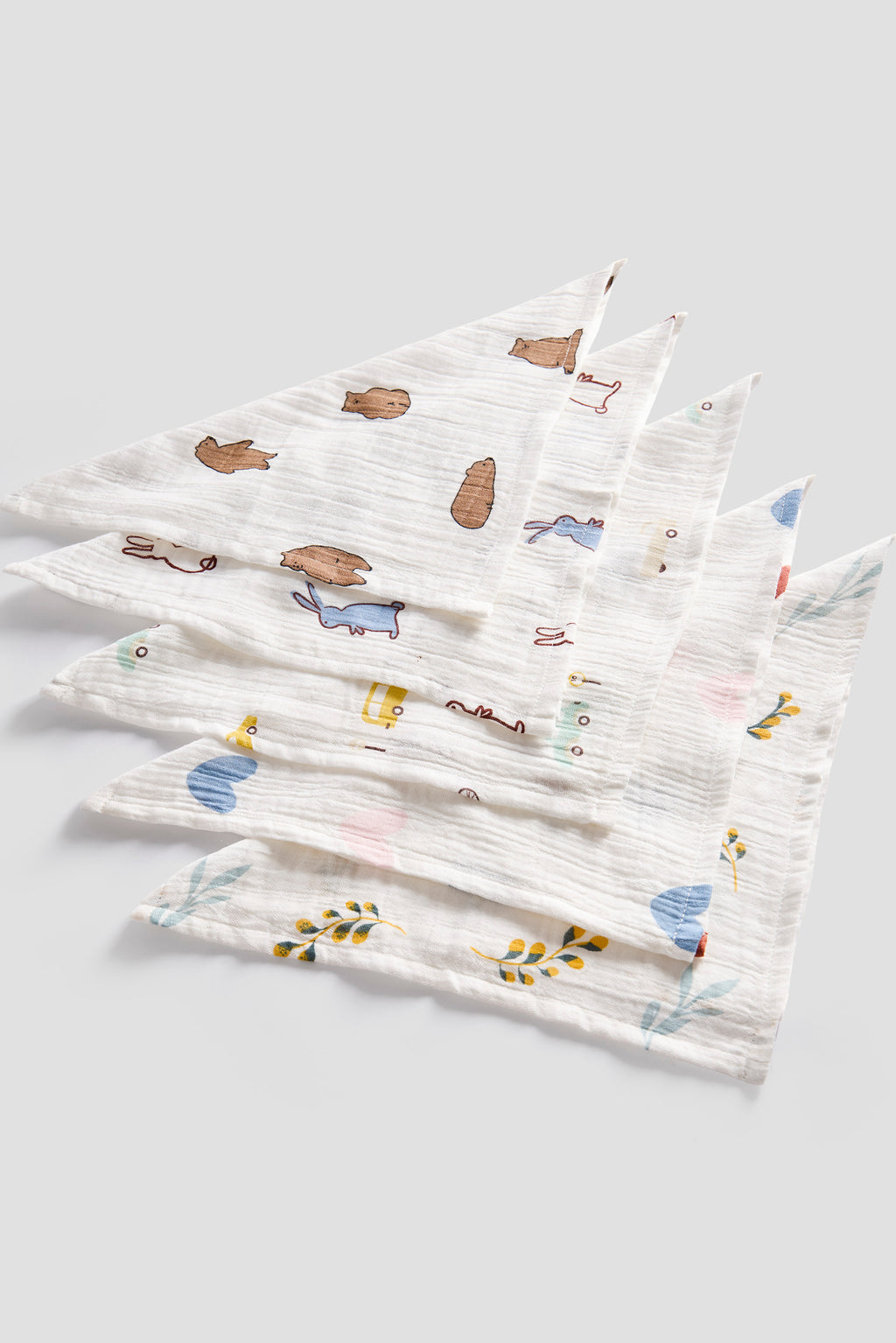 Set of 5 organic cotton baby wash cloths
