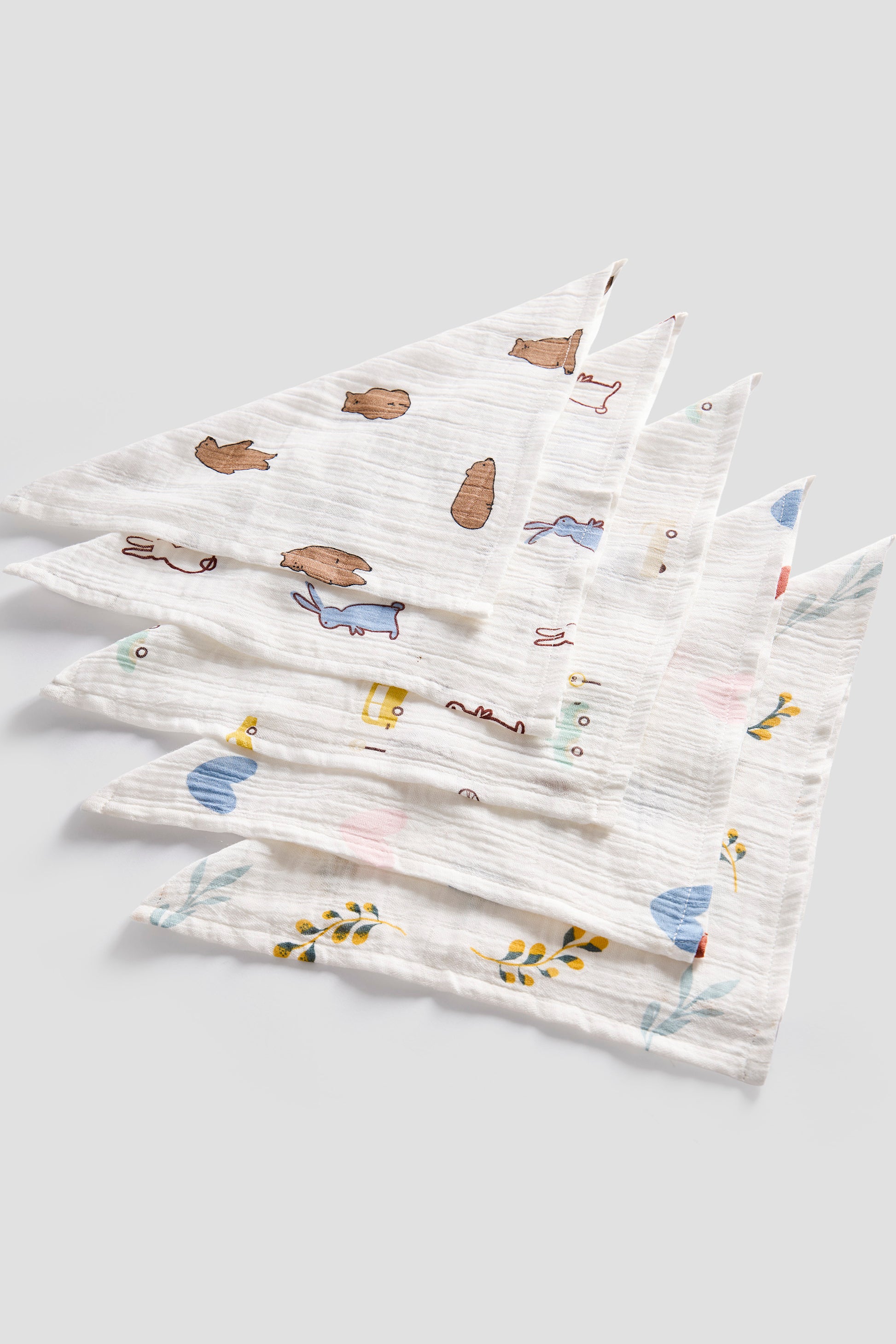 Set of 5 organic cotton baby wash cloths