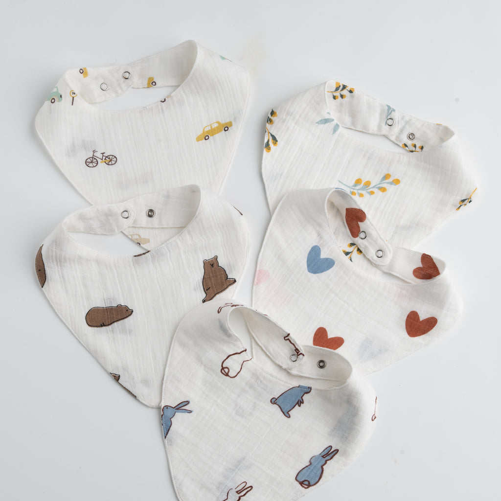 Set of 5 Cozy Bear Bibs