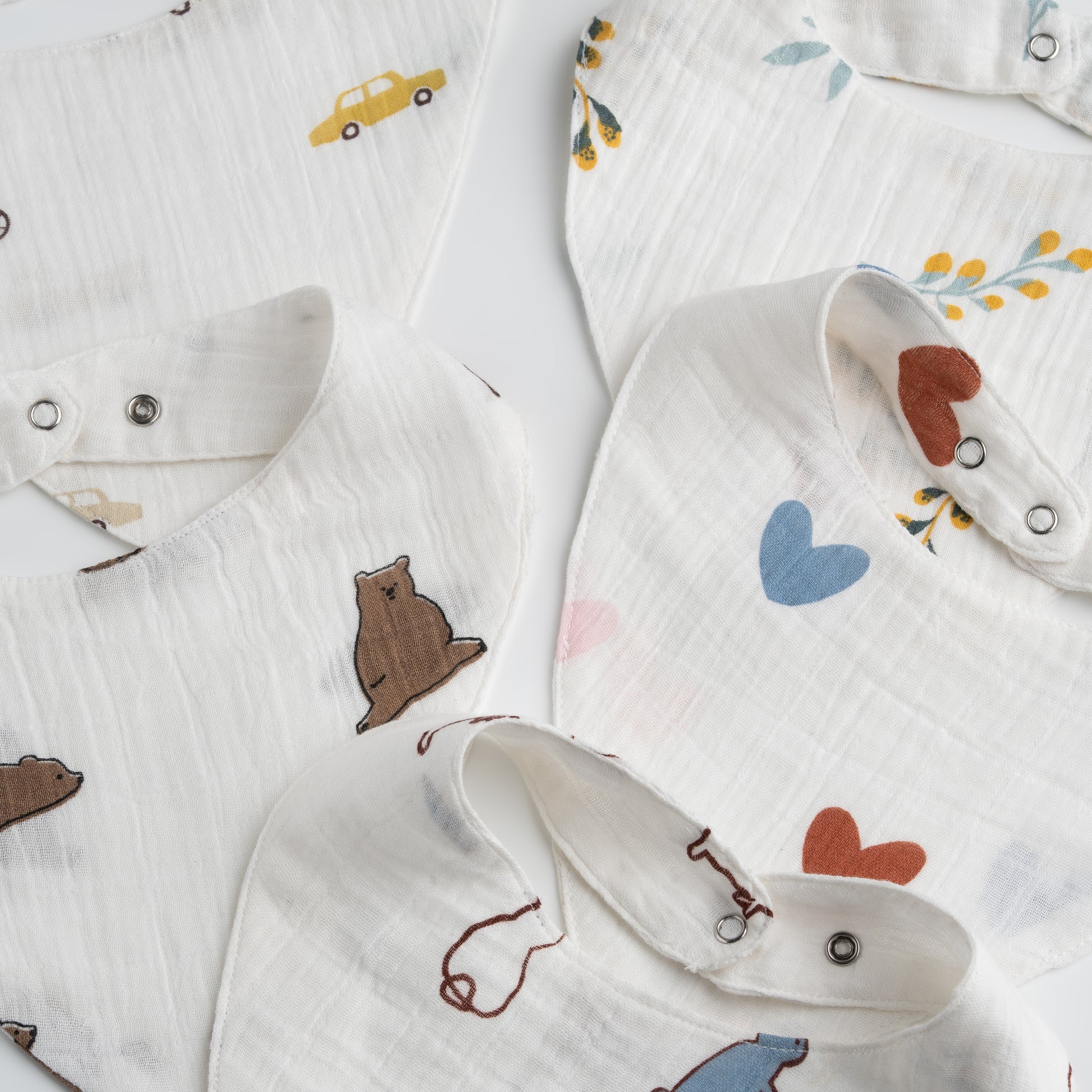 Set of 5 Cozy Bear Bibs