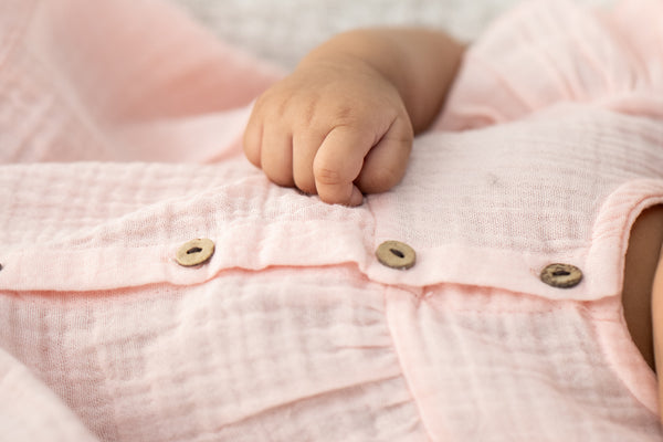 Baby Girl Frock with Flutter Sleeves | Organic Muslin Cotton | Peachy Sighs | 0-24M