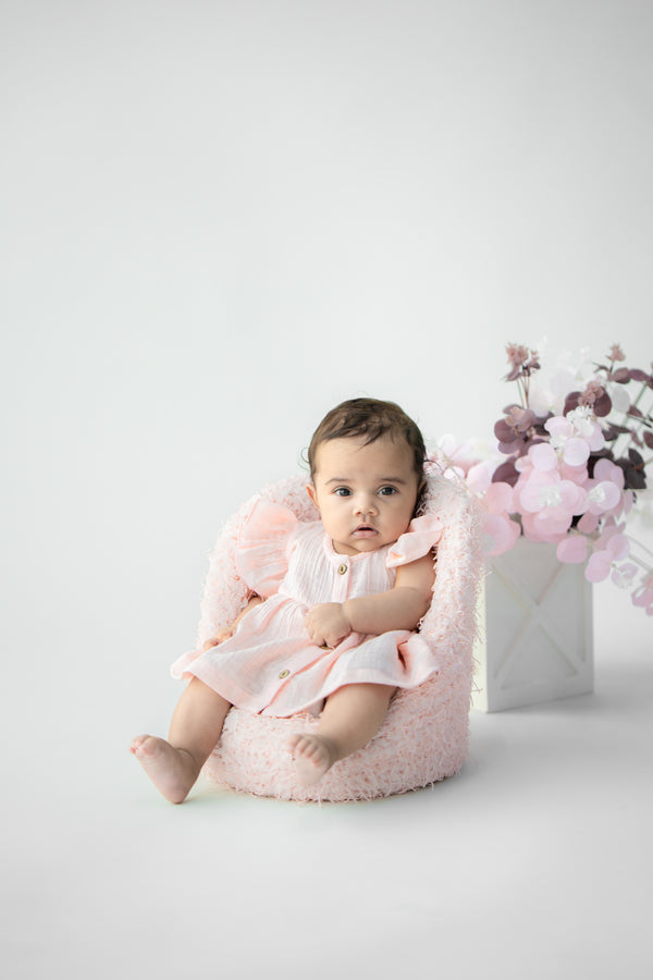 Baby Girl Frock with Flutter Sleeves | Organic Muslin Cotton | Peachy Sighs | 0-24M