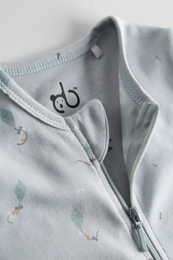 Organic Sleep Suit with Zip | Sky Kites Print | Easy Diaper Changes | 0-6M