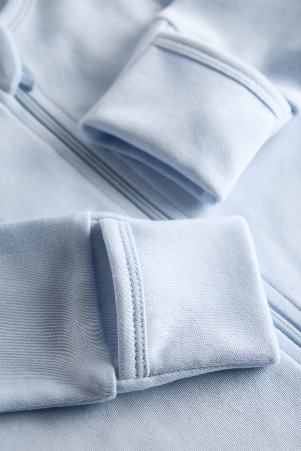Organic Sleep Suit / Romper with Mittens | Cloud Blue Print | Newborn 0-6M
