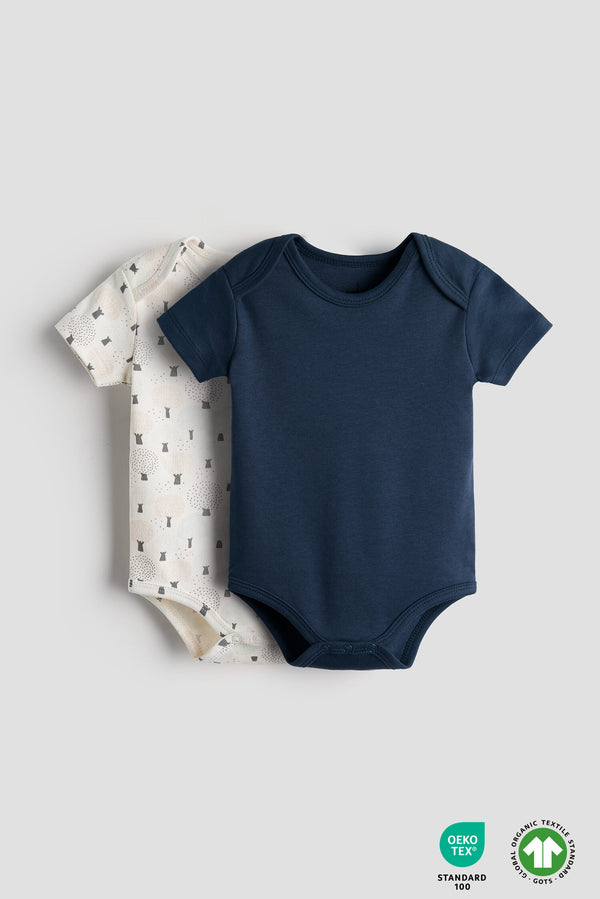Organic Cotton Onesies for Newborns (Assorted Set of 2) | GOTS & OEKO TEX Certified | 0-9 M