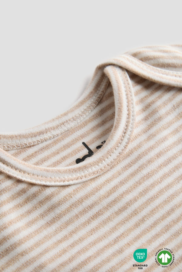 Classic Beige Stripe Organic Onesie
