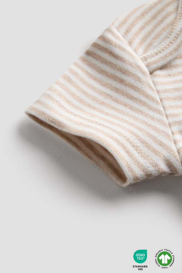 Classic Beige Stripe Organic Onesie